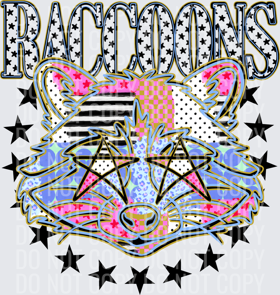 KayndiDesigns 09.26 Patchwork Varisty Stars Raccoons