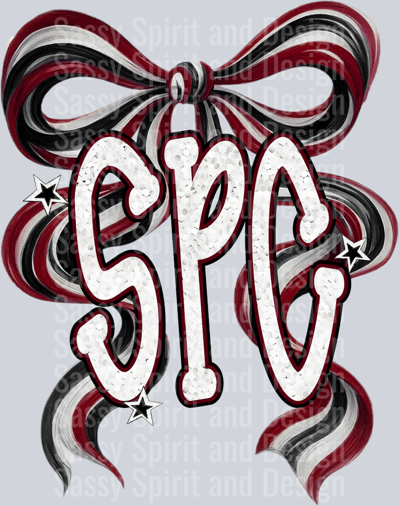 SPC MAROON BOW GLITTER