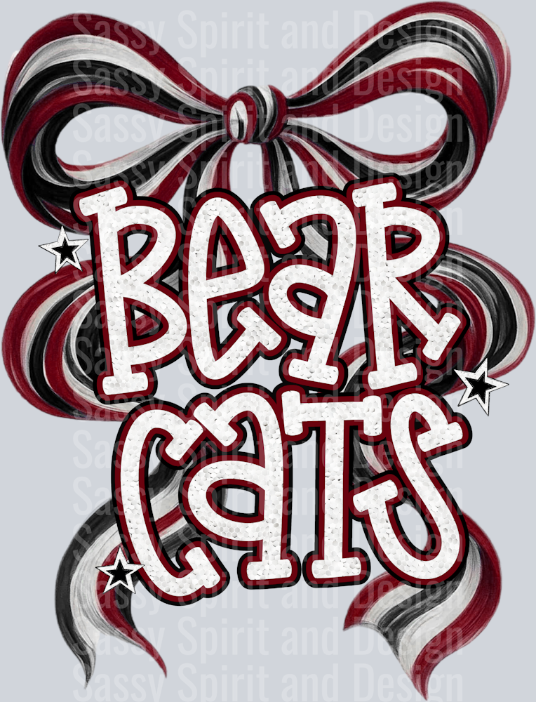 BEARCATS MAROON BOW GLITTER