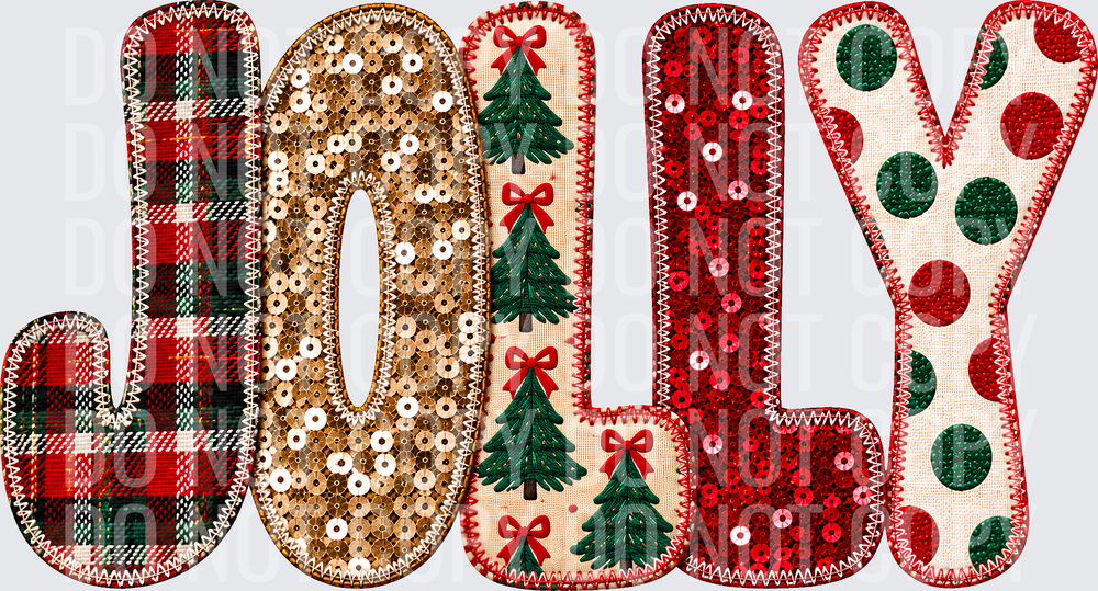 JOLLY CHRISTMAS FAUX EMBROIDERY