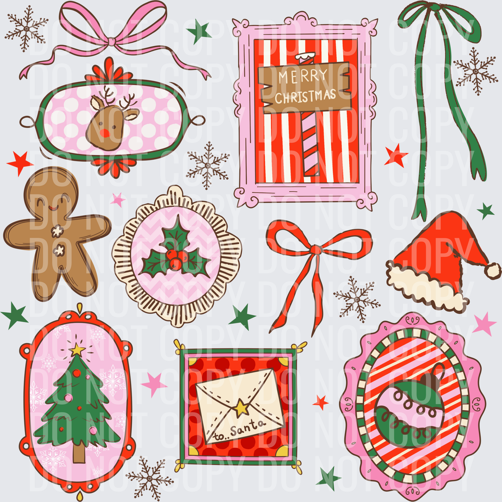 Christmas frame coquette pink