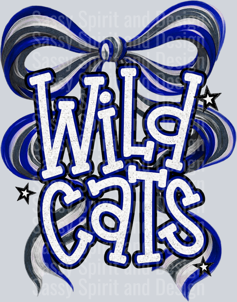WILDCATS ROYAL BOW GLITTER
