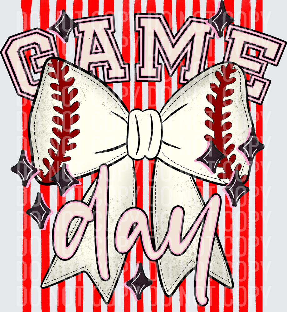 KayndiDesigns 05.26 Game Day Baseball Bow Red