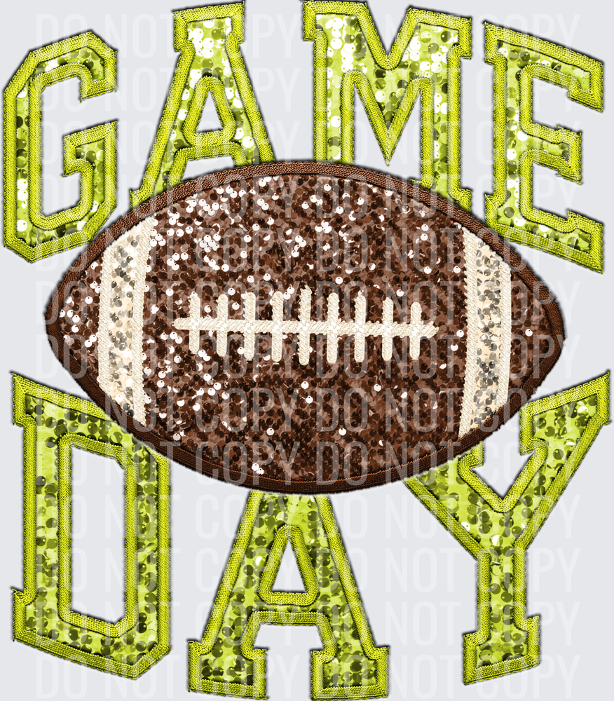 KayndiDesigns 06.26 Game Day Sequin Embriodery 1 Lime Green