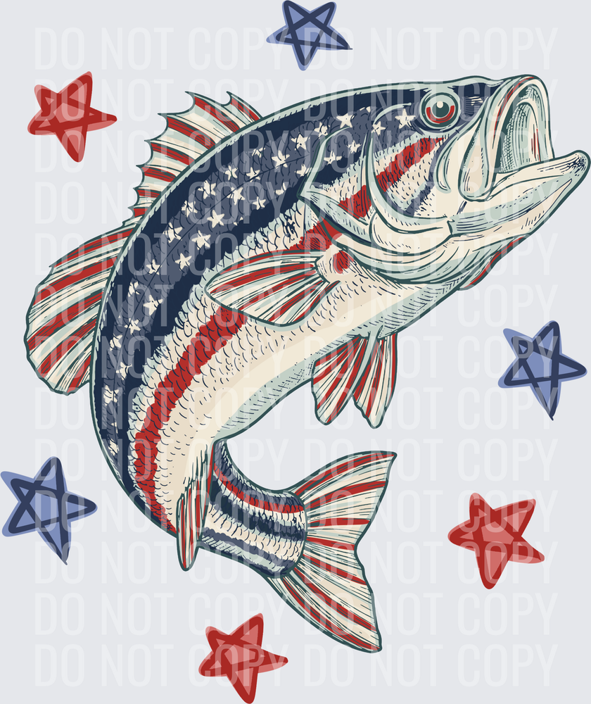 Patriotic Striped Bass Fish POCKET