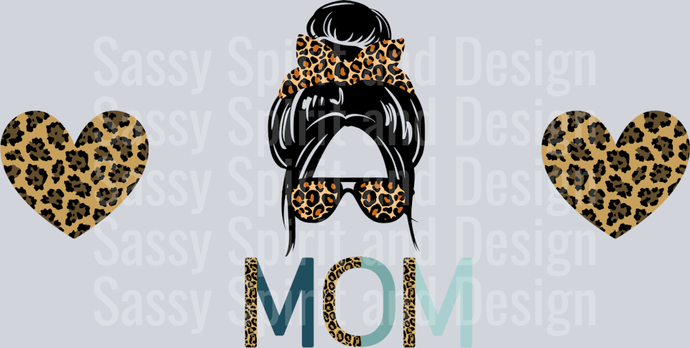 mom teal leopard hearts