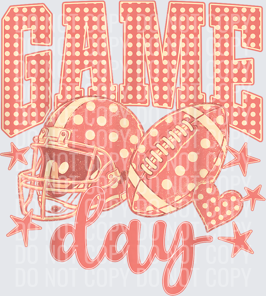 Pink Football Game Day Polka Dot Touchdown Season T-Shirt
