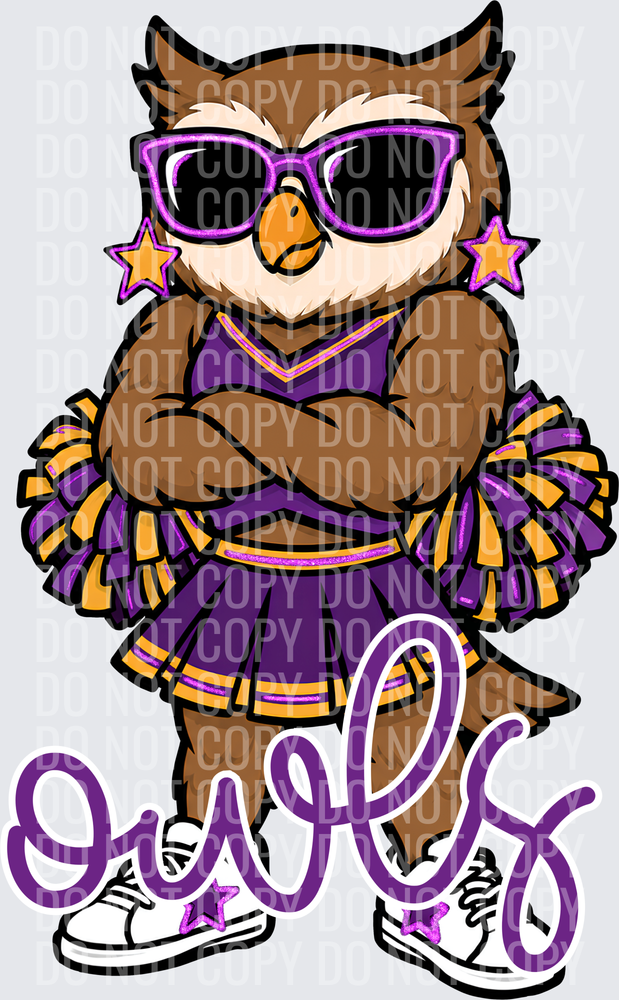 Owls Cheer Purple Yellow Gold