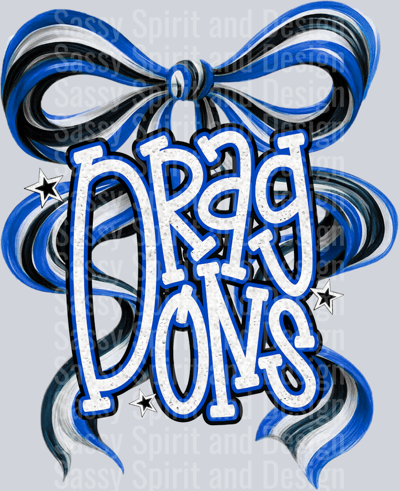 DRAGONS ROYAL BLACK GLITTER BOW