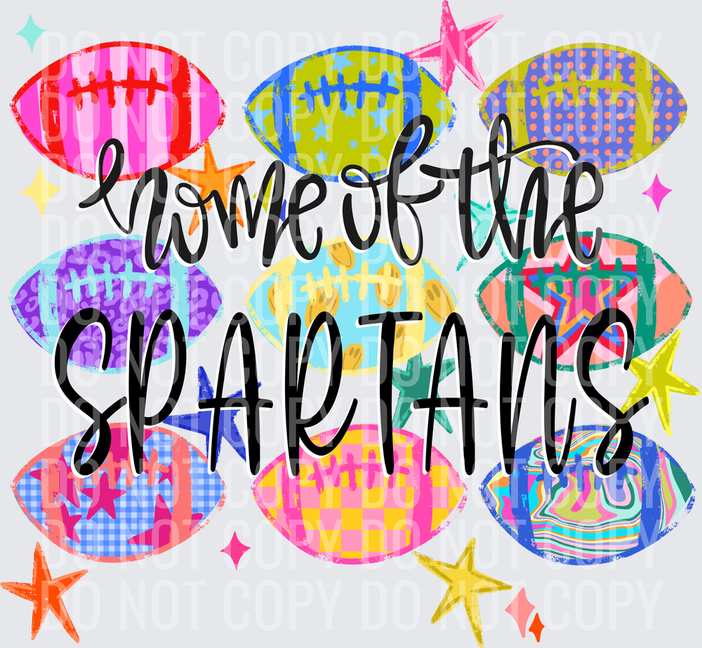 SPARTANS Neon Football Collage