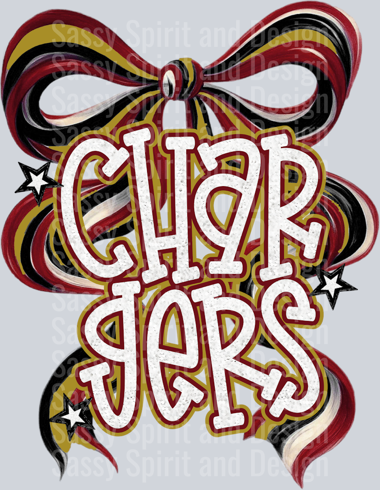 CHARGERS RED GOLD GLITTER BOW