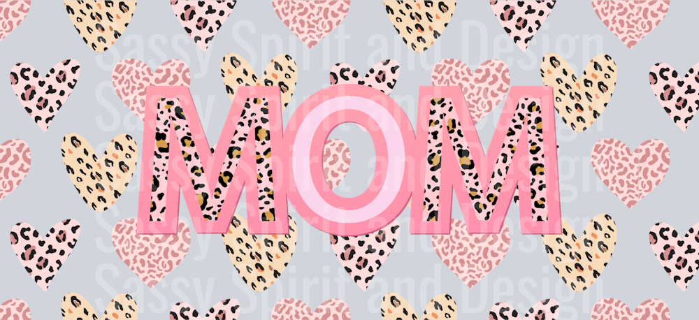 mom pink leopard hearts