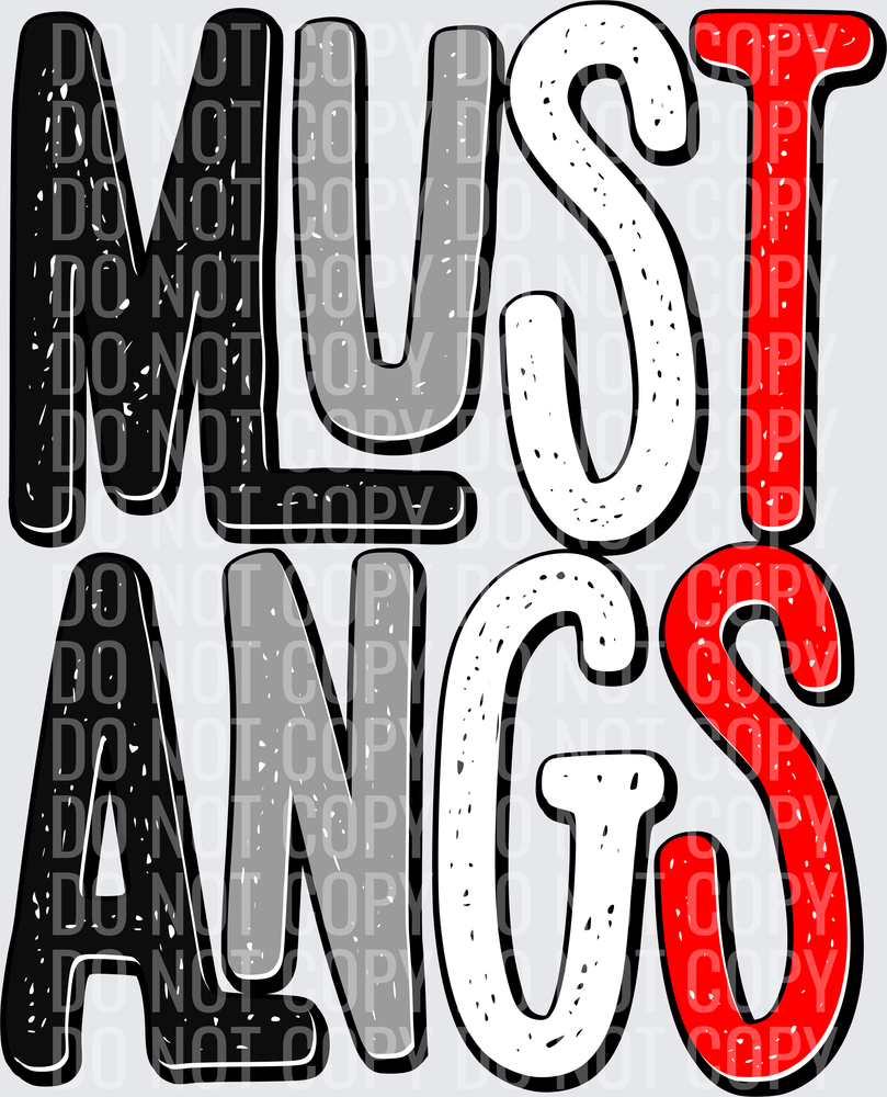 MustangsBlackGrayWhiteRed