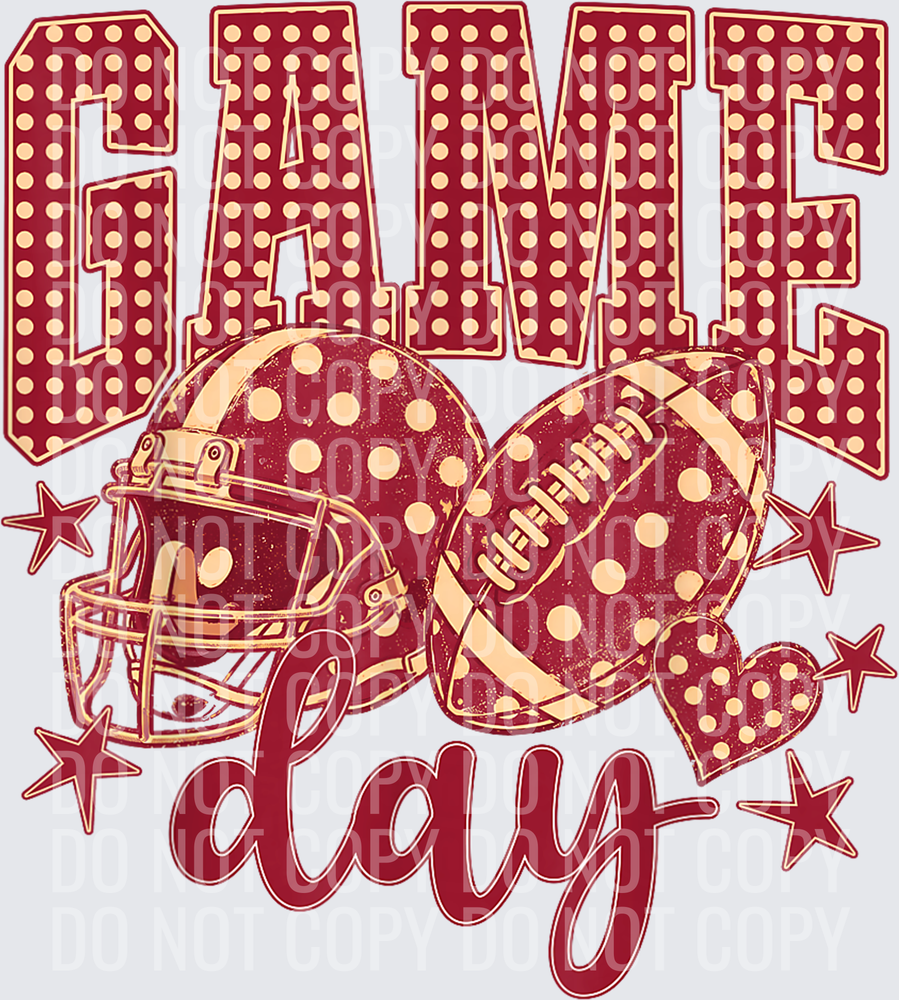 Red Football Game Day Polka Dot Touchdown Season T-Shirt