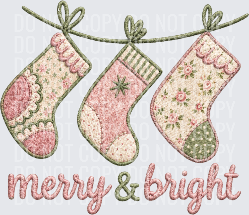 merry and bright pastel stockings