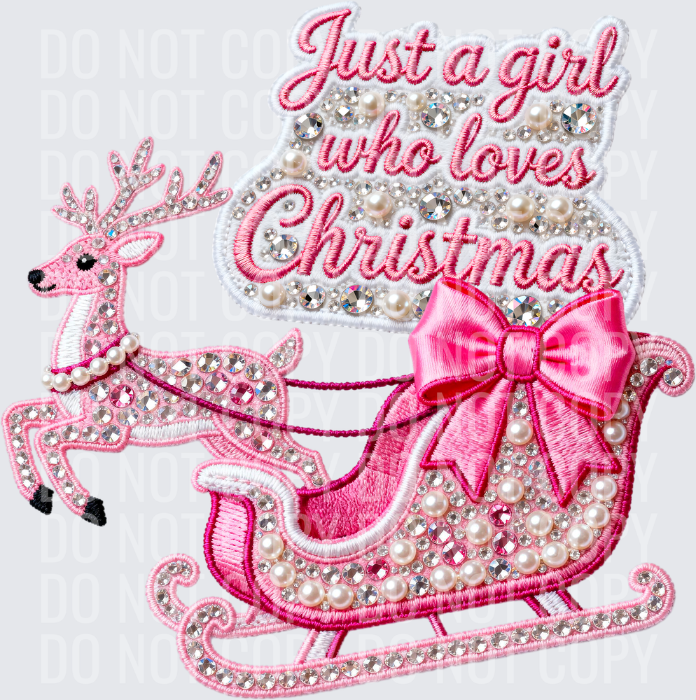 JUST A GIRL WHO LOVES CHRISTMAS FAUX RHINESTONE