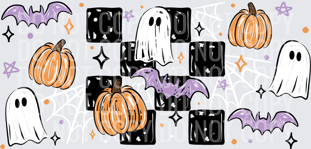 Ghost pumpkin checker 16oz wrap