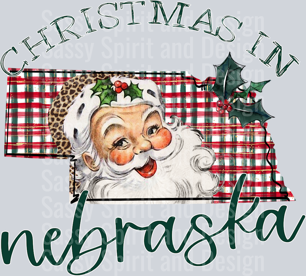 Christmas in State Santa State Set NEBRASKA