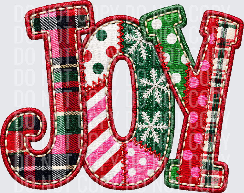 JOY CHRISTMAS FAUX EMBROIDERY