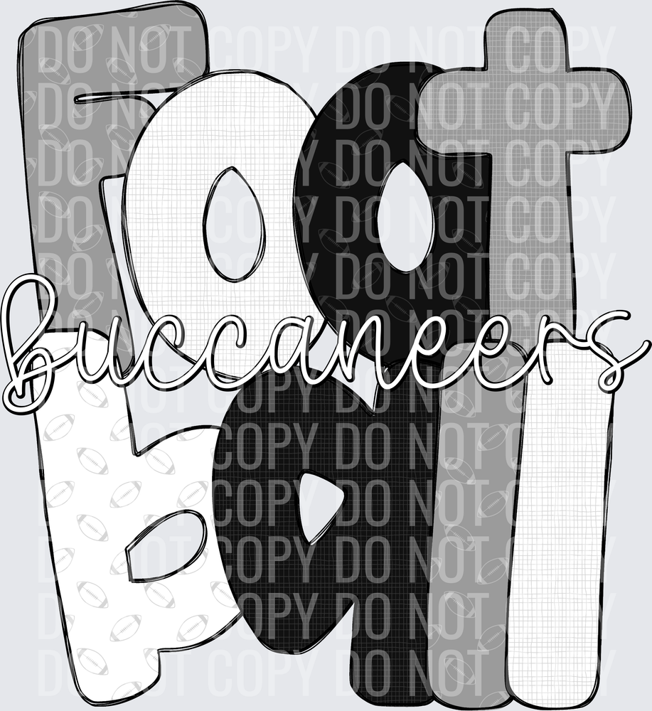 BUccaneersFootballGrayWhiteBlack