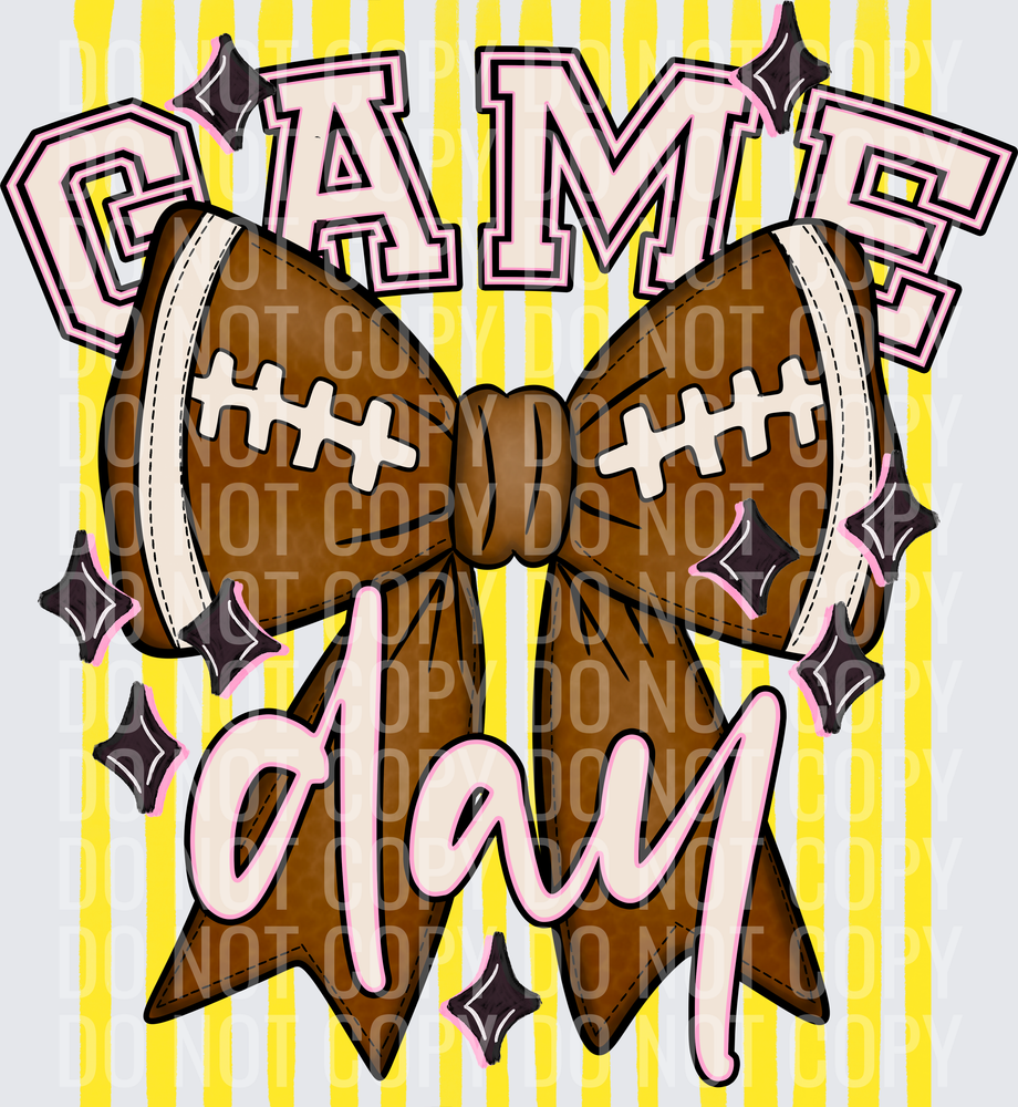 KayndiDesigns 05.26 Game Day Football Bow Gold