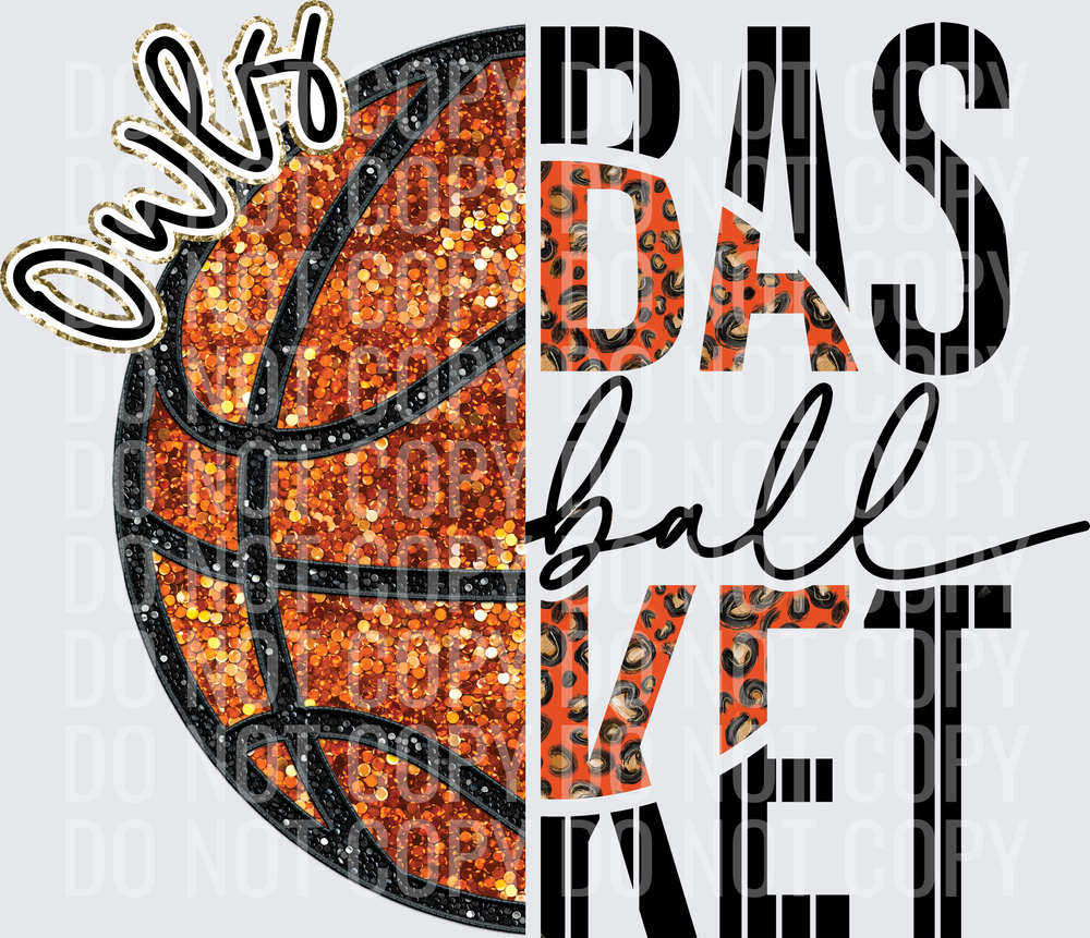 Faux Emb Basketball with broken writting OWLS