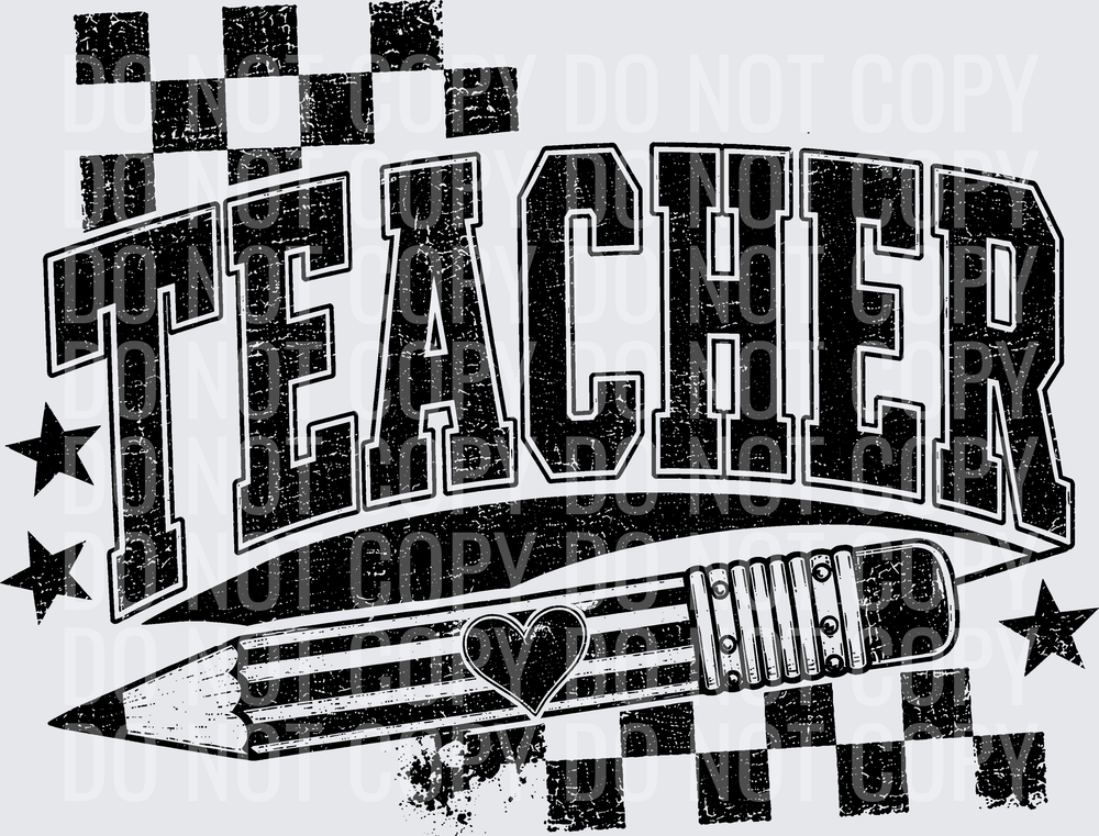 TEACHER PENCIL DISTRESSED