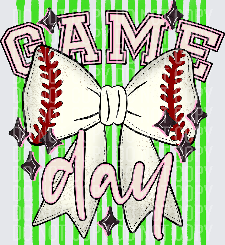KayndiDesigns 05.26 Game Day Baseball Bow Green Bright