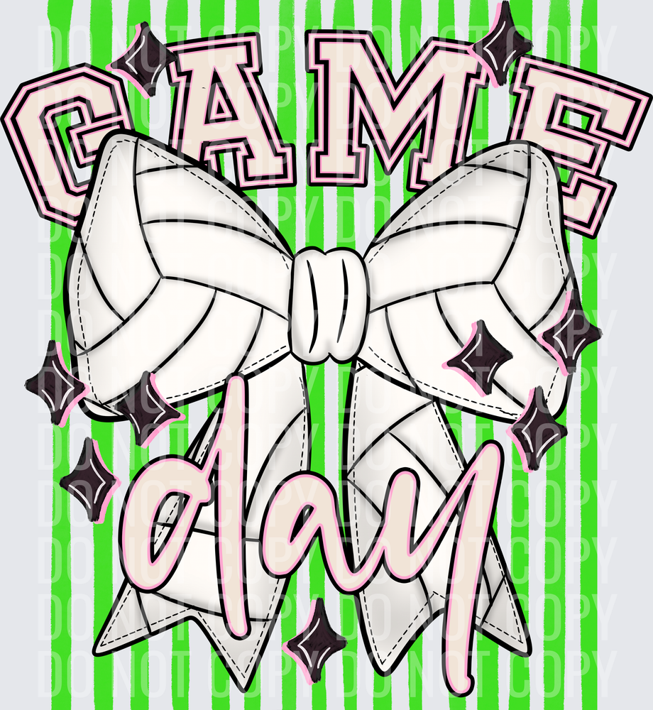 KayndiDesigns 05.26 Game Day Volleyball Bow Green Bright