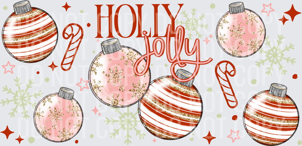 holly jolly ornament 16oz wrap
