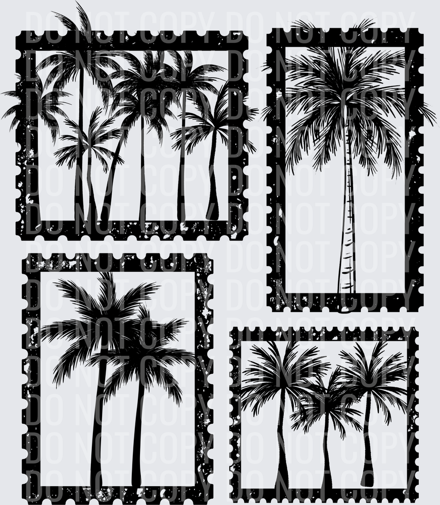 Palm tree stamps black