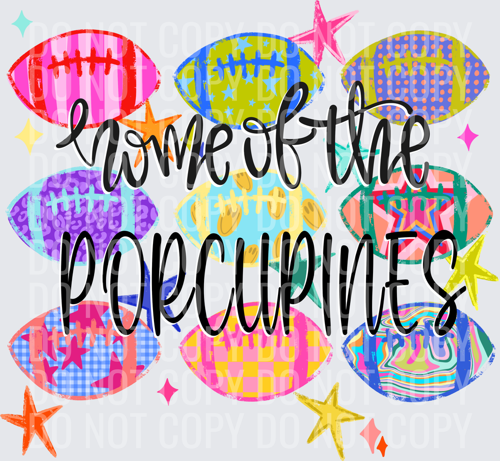 PORCUPINES Neon Football Collage