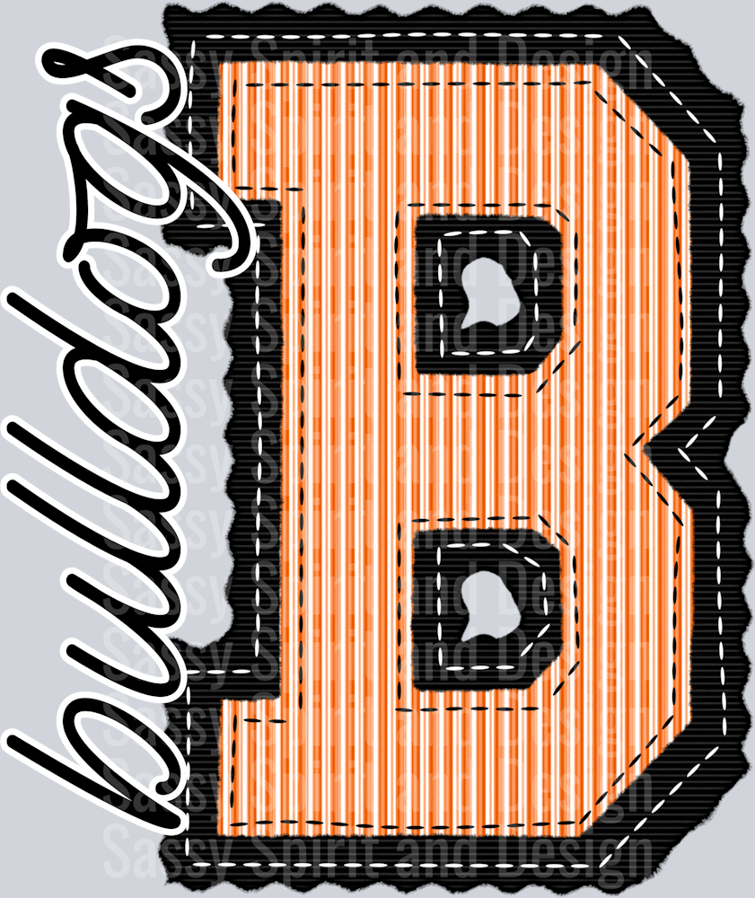 B BULLDOGS ORANGE BLACK SEERSUCKER