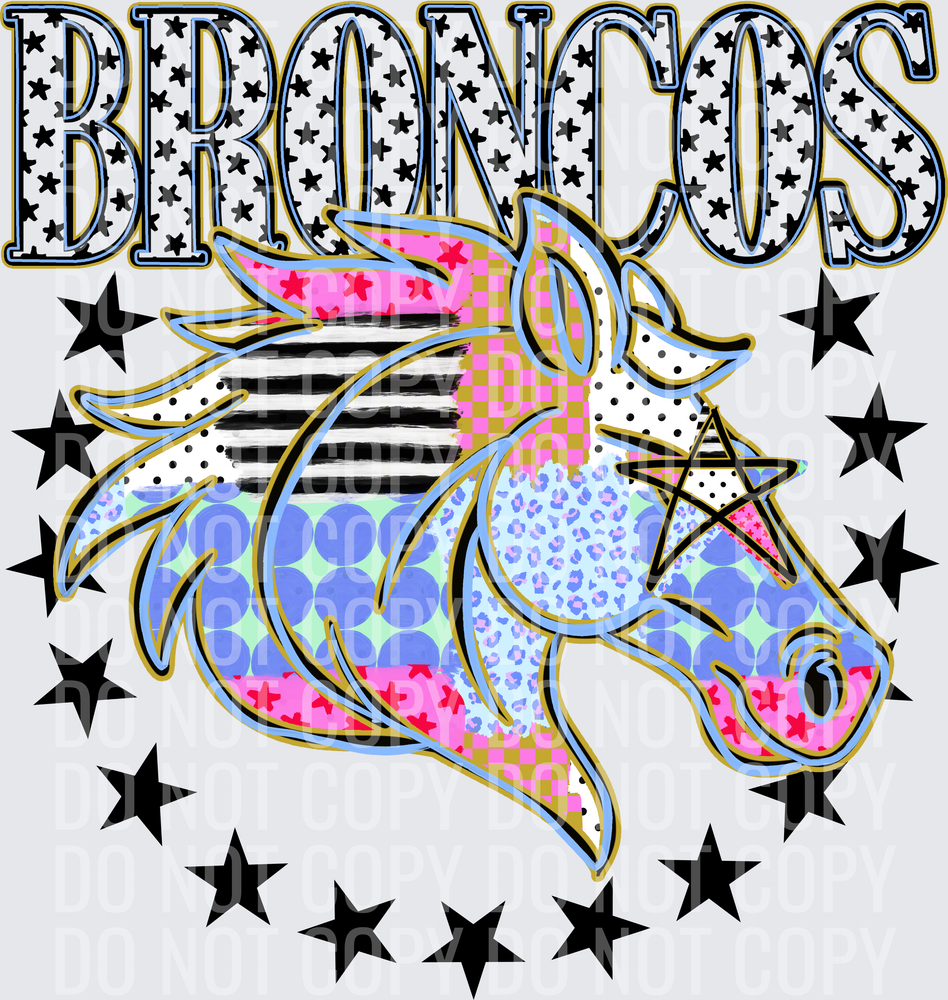 KayndiDesigns 09.26 Patchwork Varisty Stars Broncos