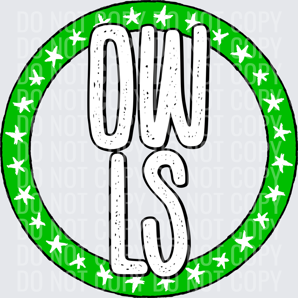 OwlsStarCircleKellyGreenWhite