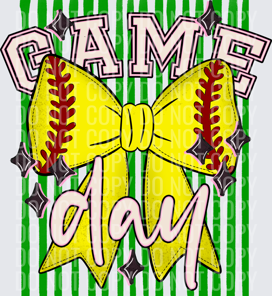 KayndiDesigns 05.26 Game Day Softball Bow Green