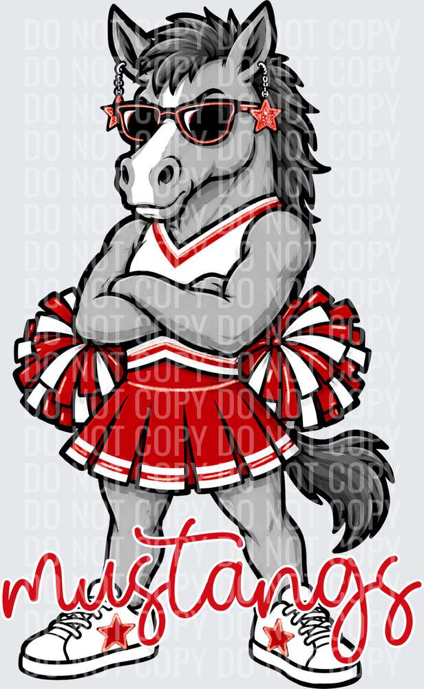 Mustangs Cheer Red White