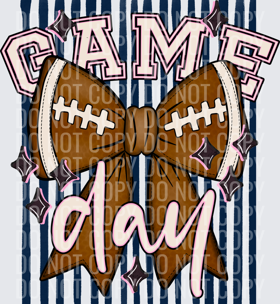 KayndiDesigns 05.26 Game Day Football Bow Navy