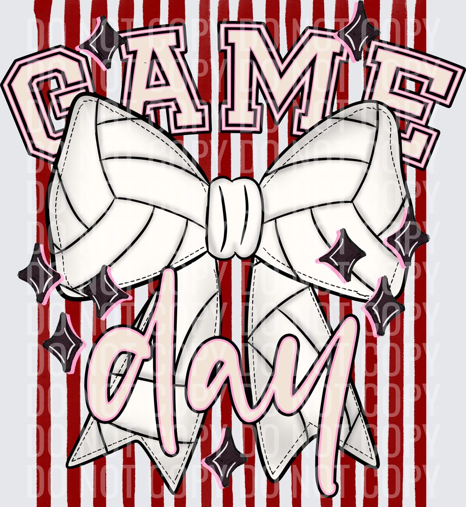 KayndiDesigns 05.26 Game Day Volleyball Bow Maroon