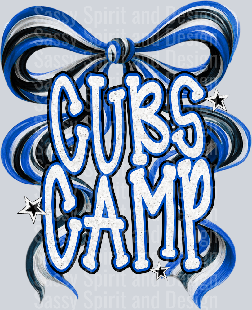 CUBS CAMP BLUE BOW GLITTER