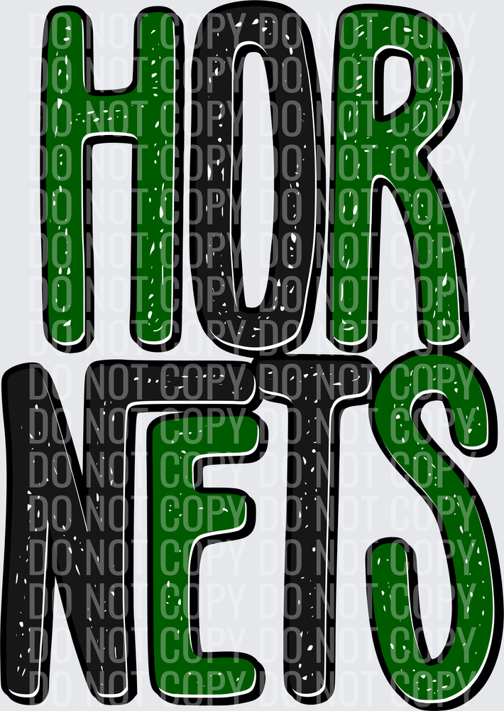 HornetsStackedDarkGreenBlack